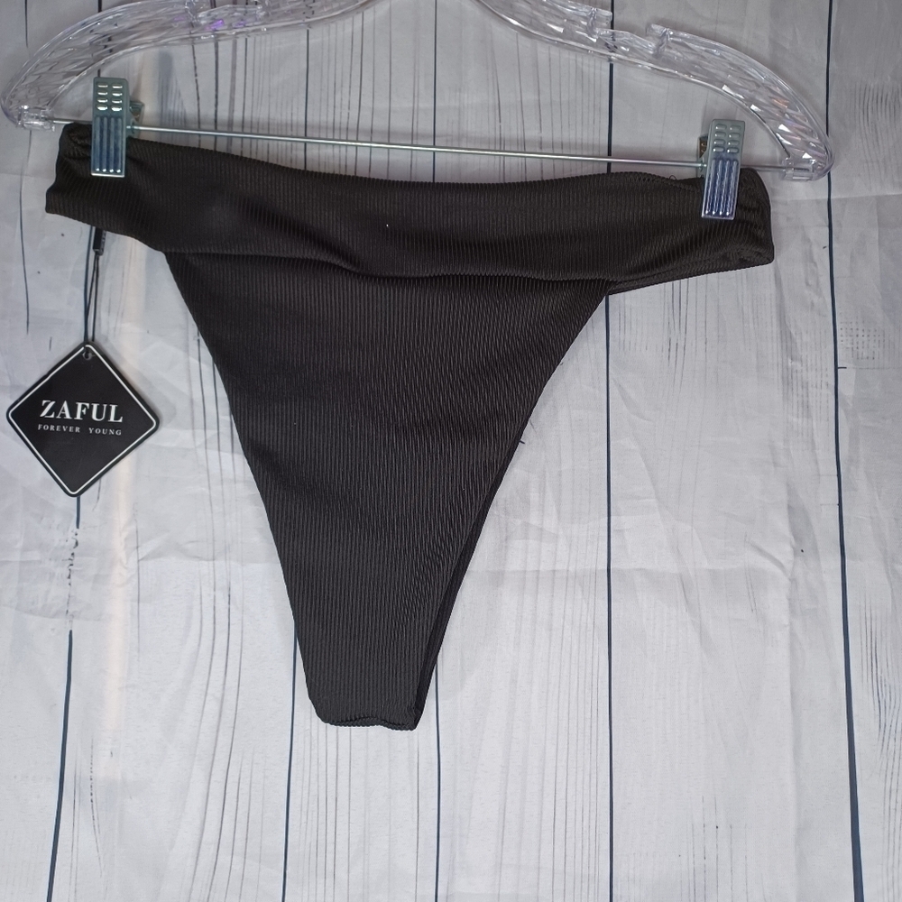 Zaful Black High-Waisted Bikini Bottom NWT - Picture 5 of 6